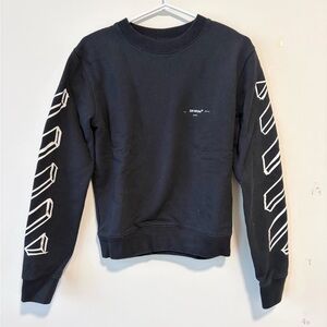Off-White Black fleece crewneck with white logo